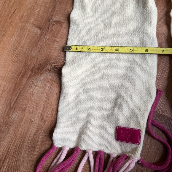 Coach pink and cream stripe lambs wool knit scarf - Picture 4 of 4